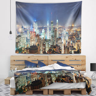 Montreal at Dusk Panorama Landscape Wall Tapestry, 39"x32"