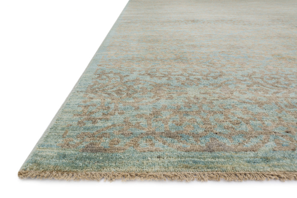 Essex Hand Knotted Area Rug by Loloi, Aqua / Sand, 4'0"x6'0"