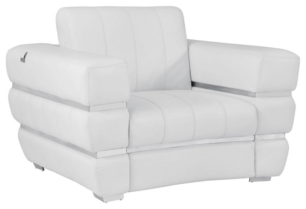 Winter White Stripe Top Grade Italian Leather Chair