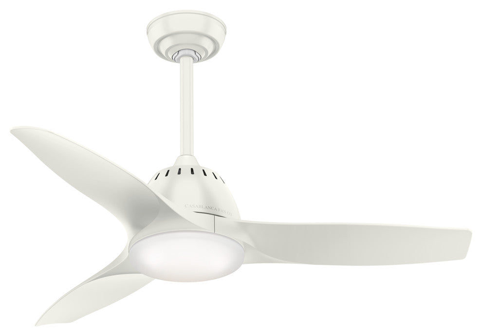 Casablanca 44" Wisp Ceiling Fan With Light Kit & Handheld Remote, Fresh White