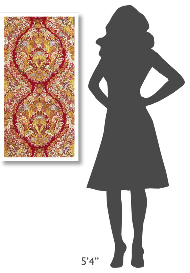 "Textile With Design of Lace and Flowers" Paper Art, 20"x38"