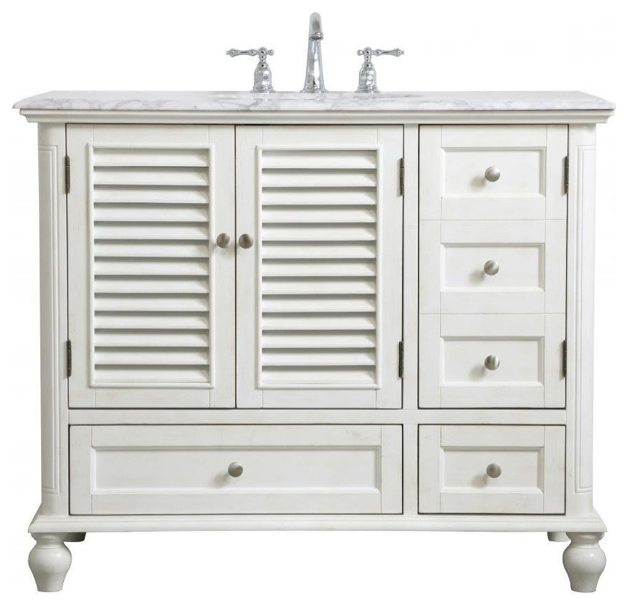 42" Single Bathroom Vanity, Antique White