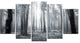 Black and White Foggy Forest, Forest Canvas Art Print, 60"x32", 5 Panels