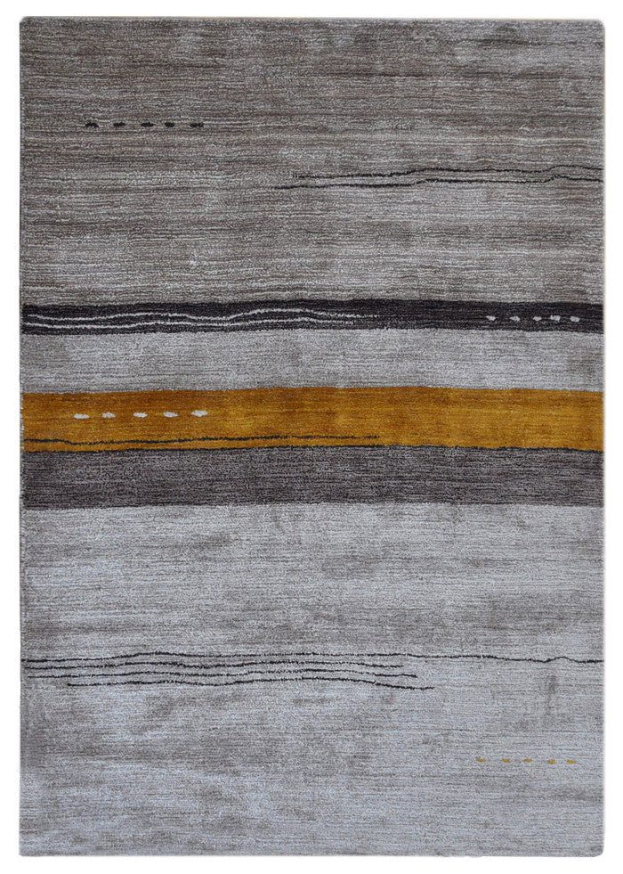 HAND KNOTTED LOOM SILK ECO-FRIENDLY AREA RUG -5'x8',Rectangle,Beige,Contemporary