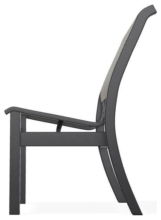 Leeward Sling Stackable Outdoor Dining Chair, Smoke/Black