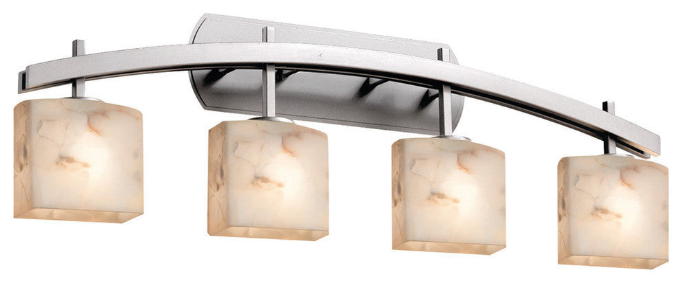 Alabaster Rocks! Archway 4-Light Bath Bar, Rectangle, Nickel, LED