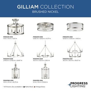 Gilliam Collection 12-5/8" Two-Light Brushed Nickel Flush Mount