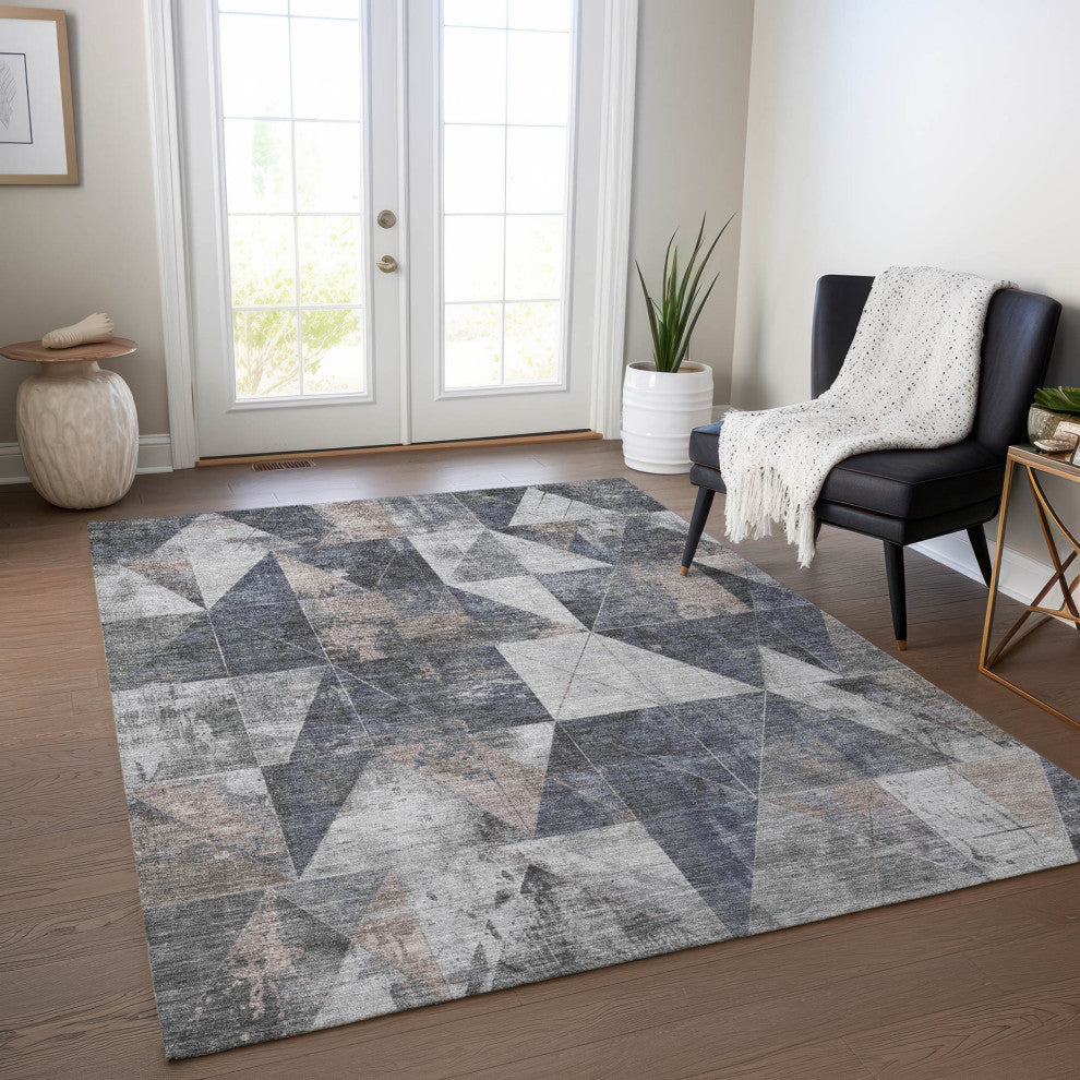 Machine Washable Indoor/Outdoor Chantille ACN1888 Gray 3' x 5' Rug