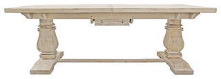 Benedict Extension Dining Table in Mango Solid Wood with White Wash Finish