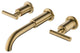 Luxury Dual Handle Wall Mounted Bathroom Faucet, Brushed Gold