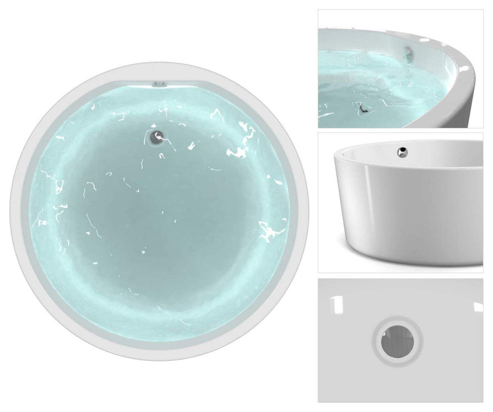 HEATGENE 59" Acrylic Freestanding Bathtub Contemporary Soaking Tub
