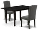 3-Pc Wood Dinette Set, Chairs, Butterfly Leaf Wood Table, Black