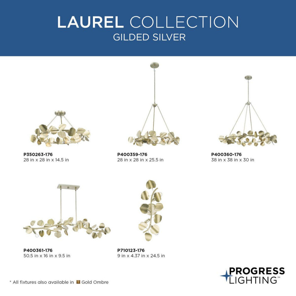 Laurel Collection 8-Light Transitional Chandelier, Gilded Silver