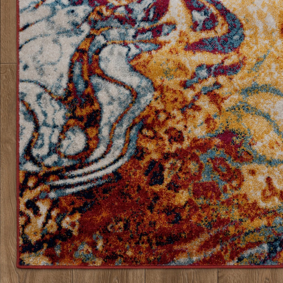 8??x 10??Brown and Blue Collision Area Rug