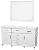 Berkeley 60" White Single Vanity, No Top, and No Sink, 44"