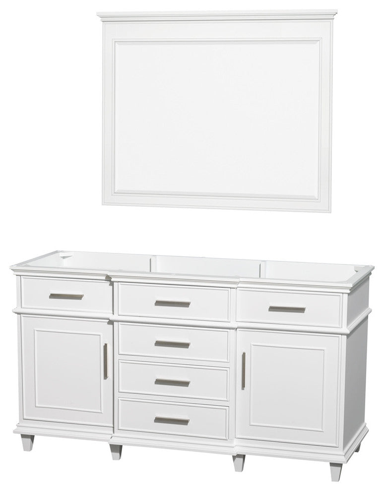 Berkeley 60" White Single Vanity, No Top, and No Sink, 44"