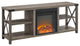 60" Farmhouse Metal X Fireplace Console - Grey Wash