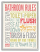 Stupell Industries Bathroom Rules Coral Green Grey and Blue Colorful, 16 x 20