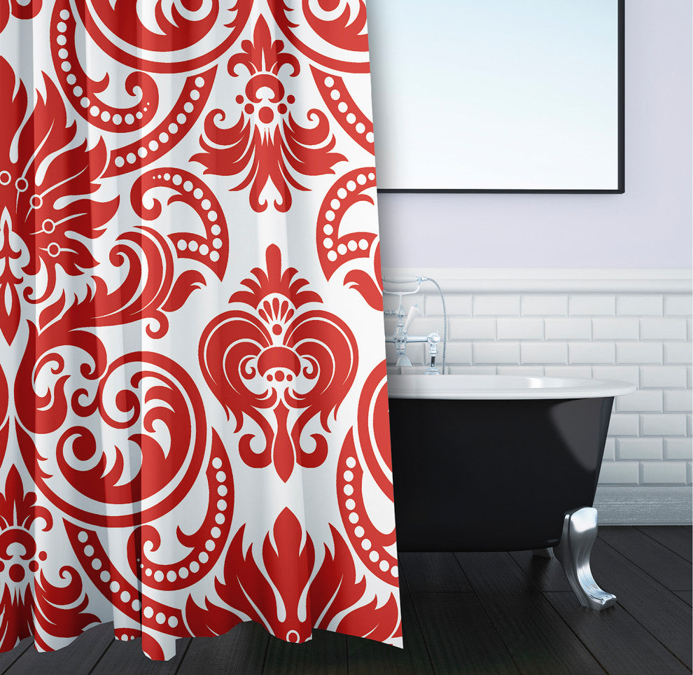 70"Wx73"L Alexys Shower Curtain, Orange-Red