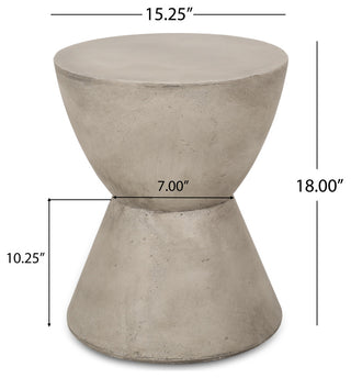 Attola Outdoor Lightweight Concrete Side Table, Light Gray