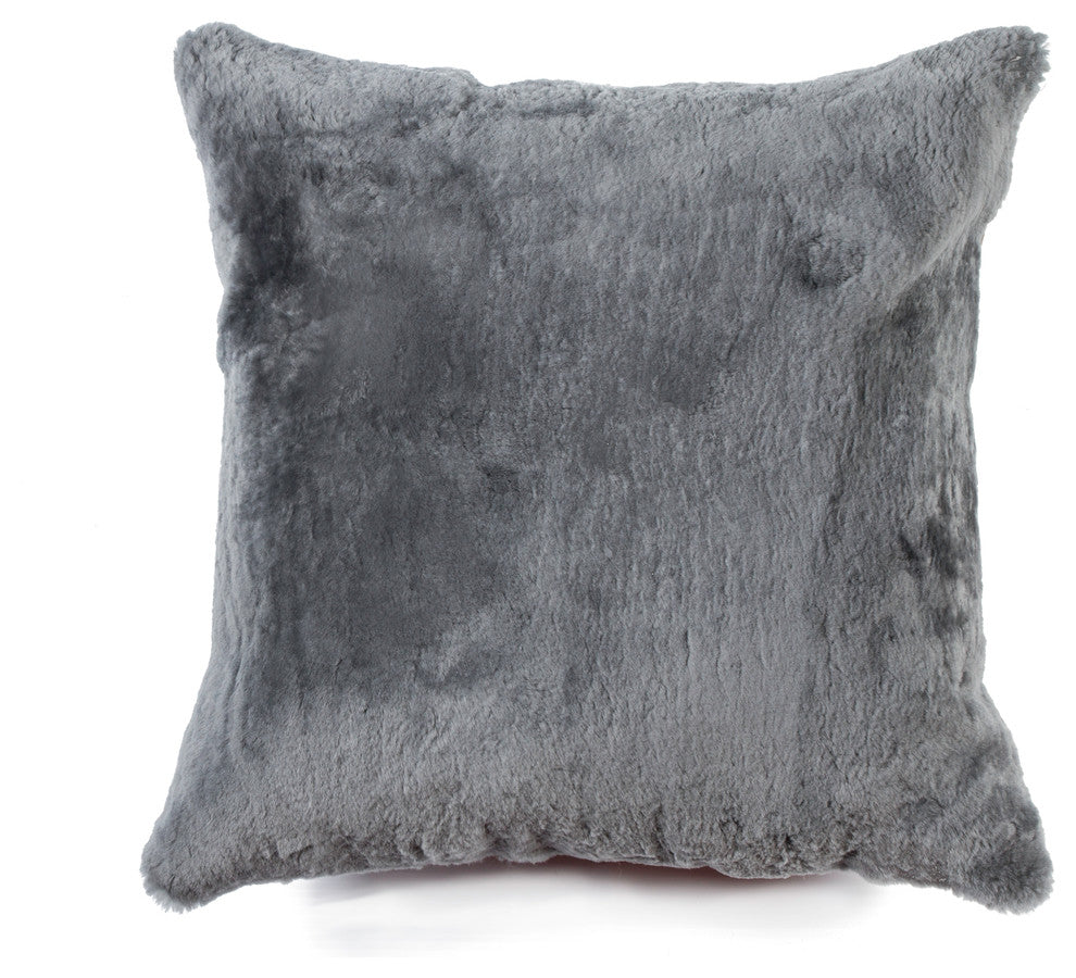 100% Sheepskin Nelson Pillow, Gray, 18"x18"
