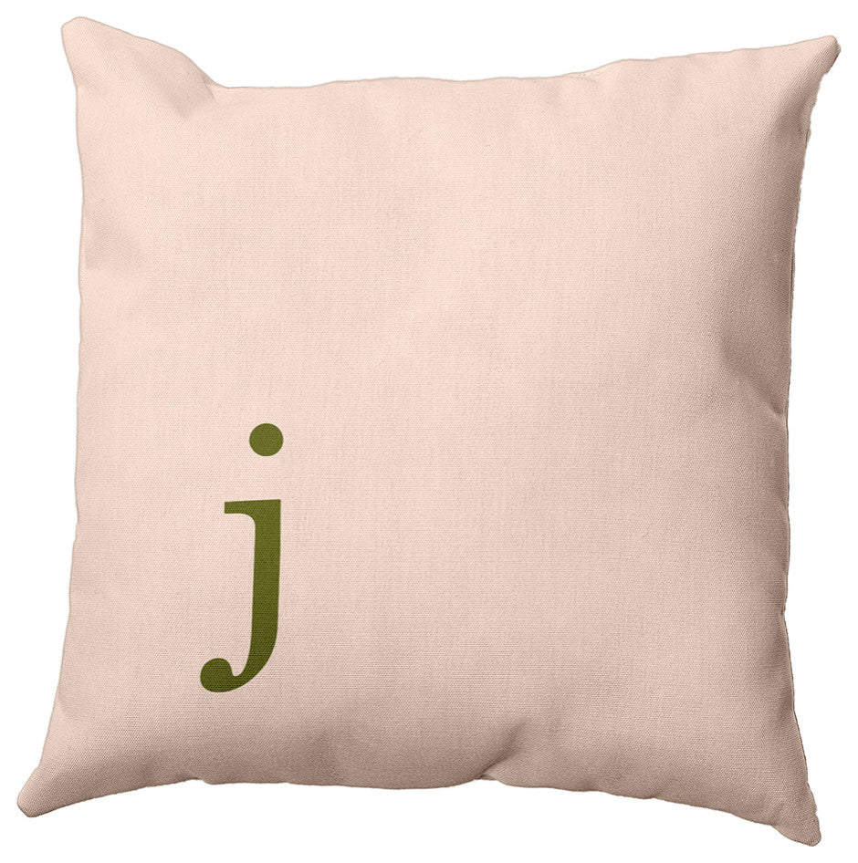 26"x26" Modern Monogram Decorative Throw Pillow, Olive