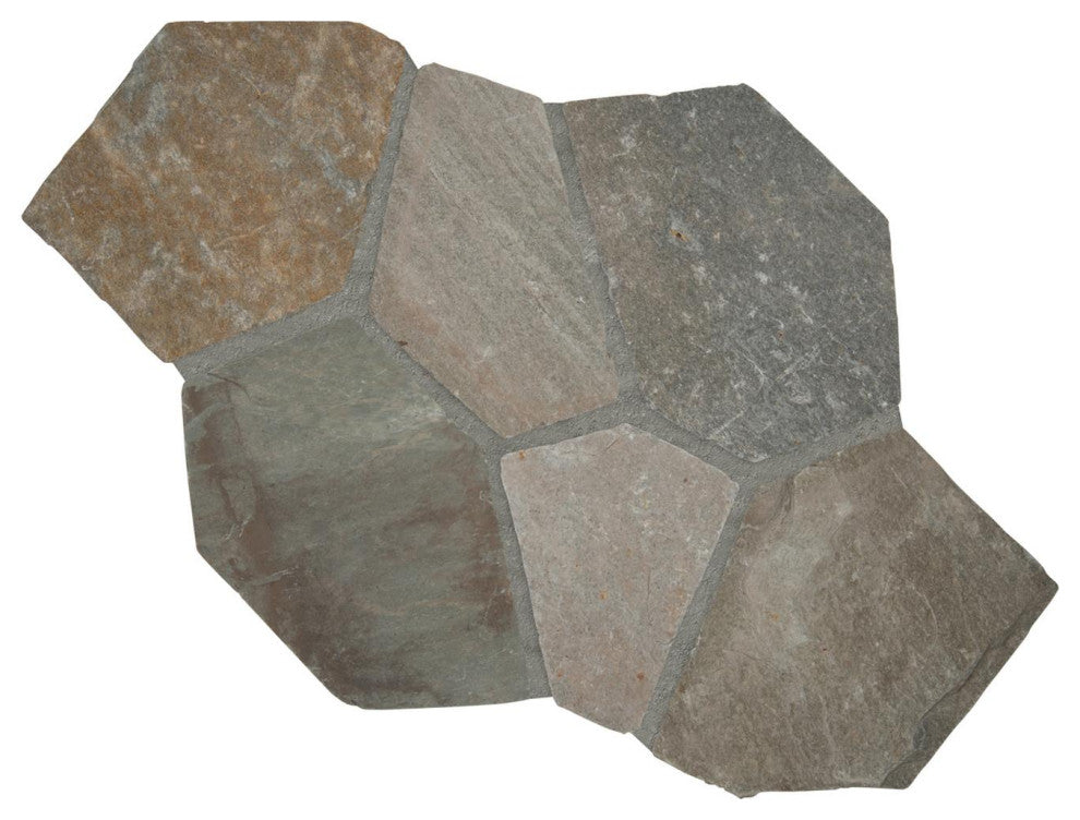 Golden White Mesh 2.7 Sqft Interlock Flagstone, 27 Sft