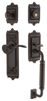 Egg & Dart Plate C Grip Entry Set Manor Lever, Timeless Bronze, 2-3/8", Right