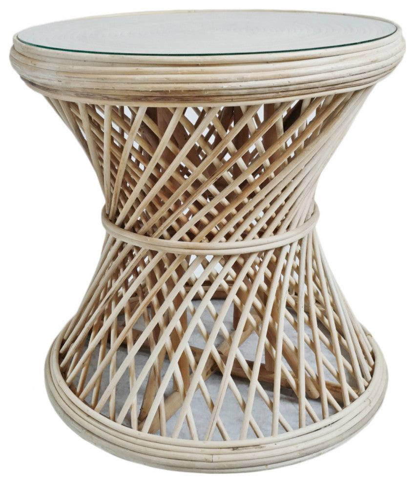 Hourglass Wicker Side Table
