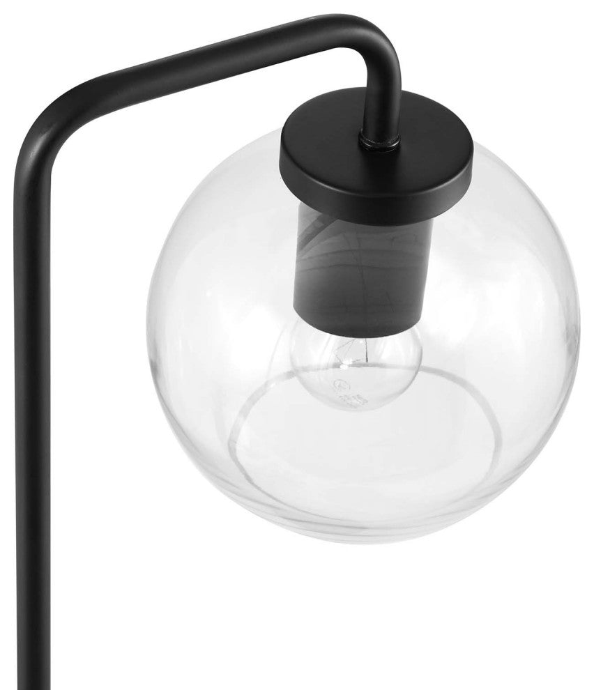 Silo Glass Globe Glass and Metal Table Lamp, Black