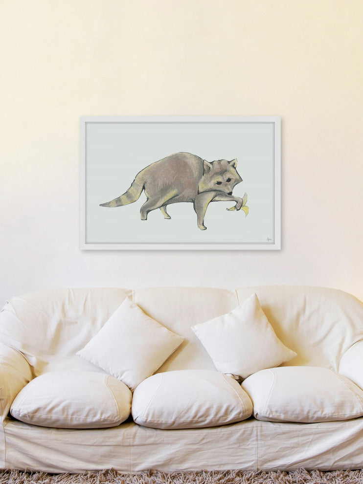 "Strutting Raccoon" Framed Painting Print, 36"x24"