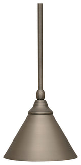 Stem Mini Pendant In Brushed Nickel, 7" Brushed Nickel Cone Metal Shade Glass