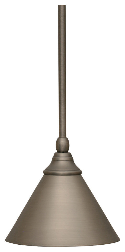 Stem Mini Pendant In Brushed Nickel, 7" Brushed Nickel Cone Metal Shade Glass