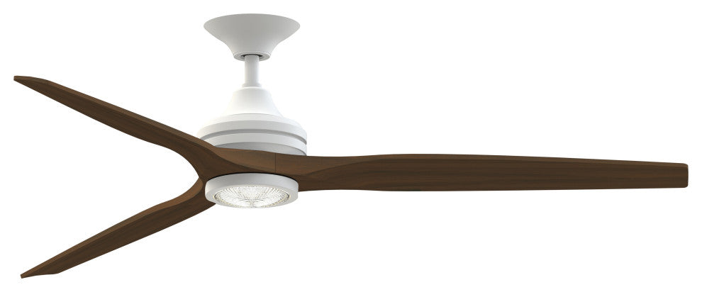 Fanimation Spitfire 64" Fan/LED Light, matte White, Matte White/Whiskey Wood Blades