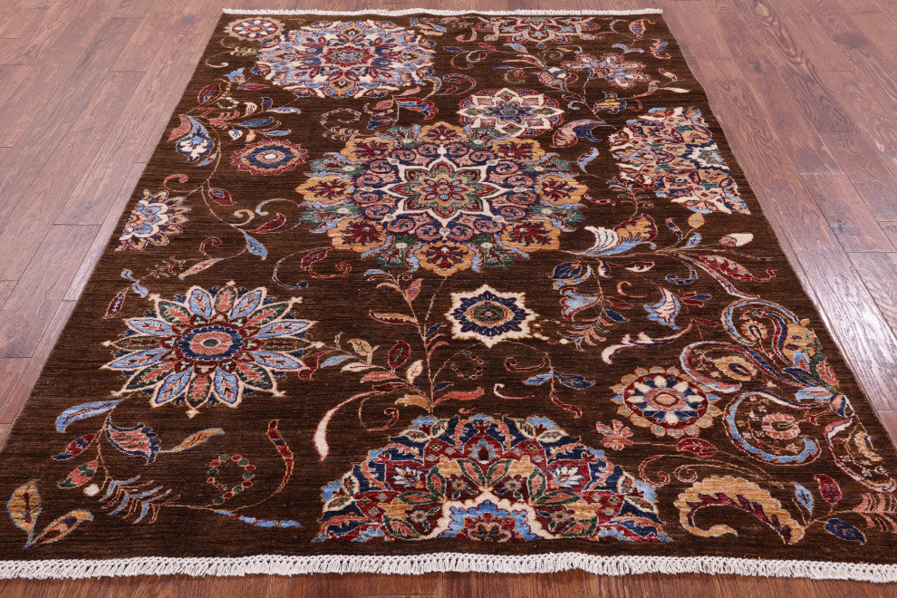 5' 8" X 7' 2" Persian Tabriz Hand Knotted Wool Rug Q11272