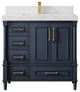 Aberdeen 36 Center Sink Bath Vanity in Hale Navy Blue  2" Empira Quartz