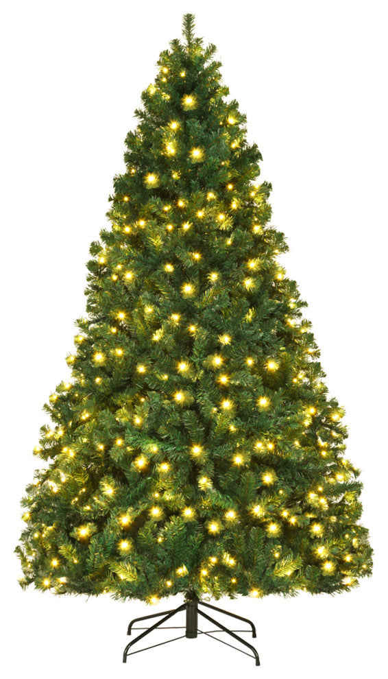 Costway 7.5Ft Pre-Lit Hinged PVC Christmas Tree 400 LED Lights New