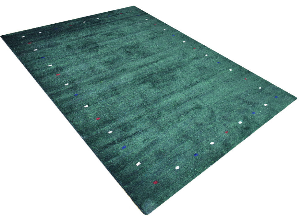 Hand Knotted Loom Silk Mix Area Rug Contemporary Dark Green