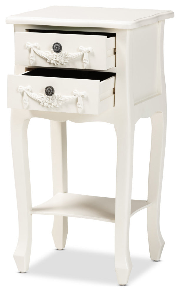 Eliya Classic and Traditional White Finished Wood 2-Drawer Nightstand