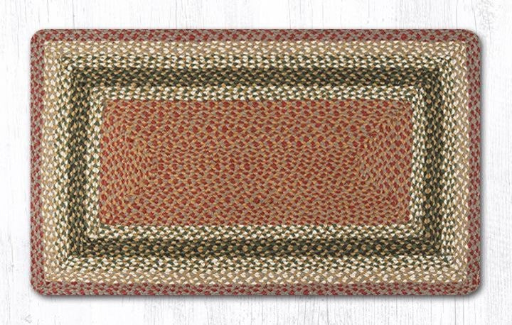 Olive/Burgundy/Gray Oblong Braided Rug, 27"x45"