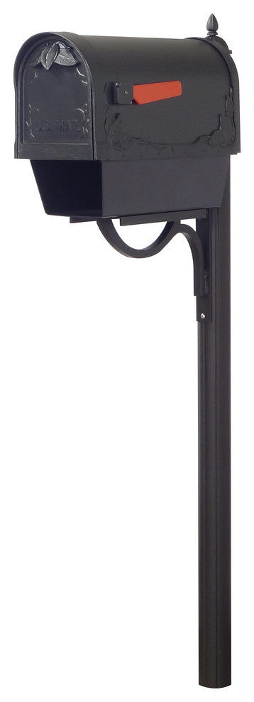 Floral Curbside Mailbox With Newspaper Tube and Richland Mailbox Post