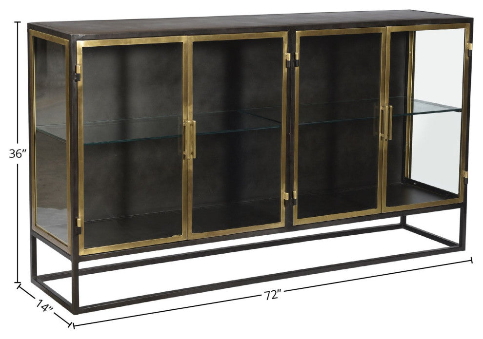 Brynlee 72" Gunmetal and Brass Iron Sideboard