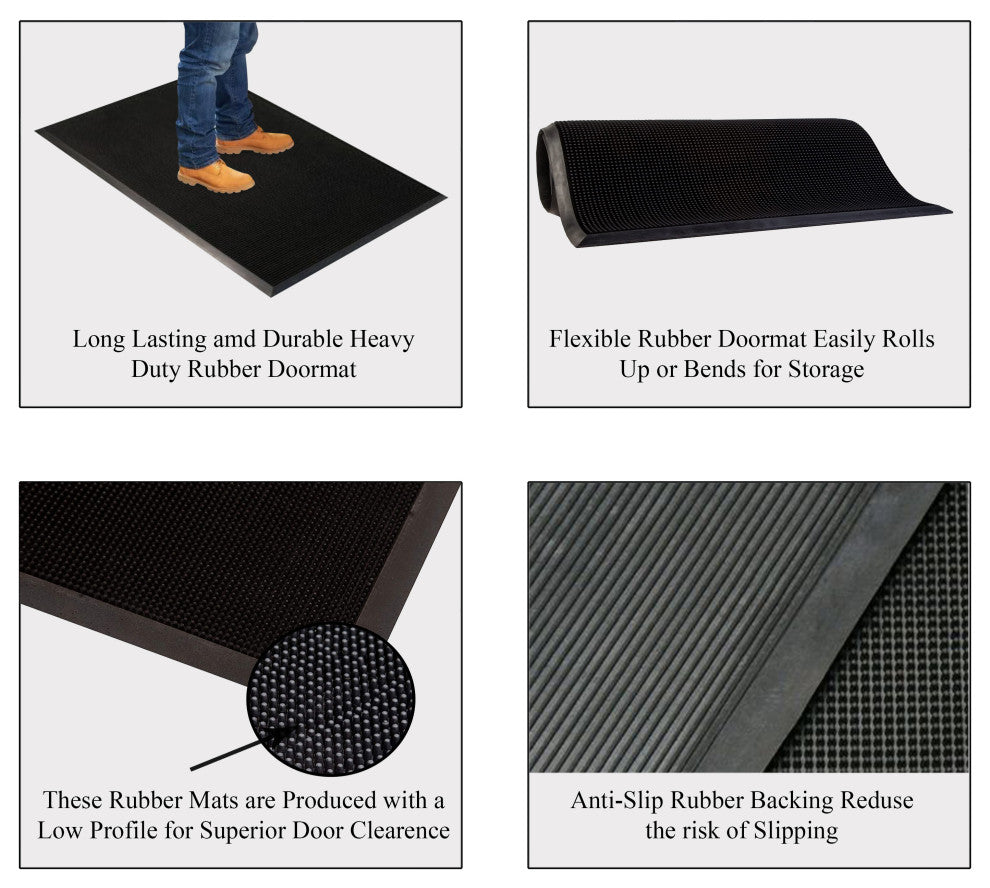 Heavy Duty Rubber Stud Multi-Utility Doormat, 36"x72"