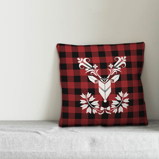 Plaid Ornamental Reindeer 20"x20" Throw Pillow
