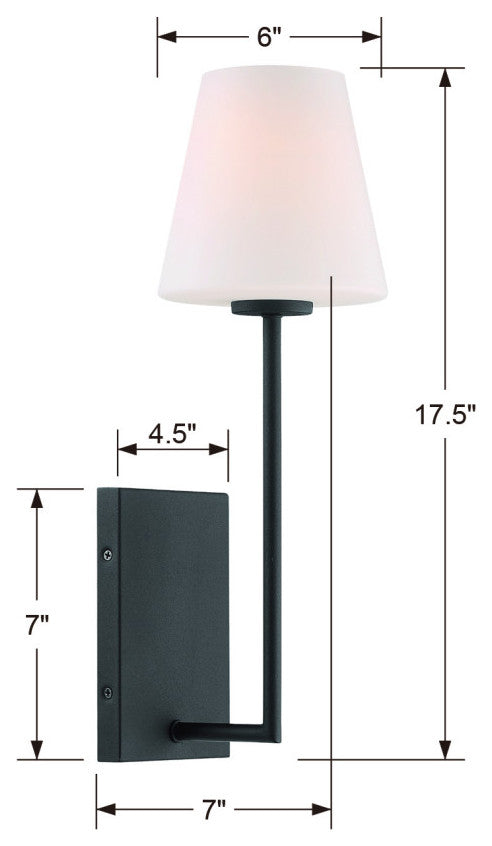 Lena 1 Light Black Forged Wall Mount