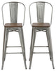 Tradd Metal and Wood Bistro Bar Stools, Set of 2, Gunmetal, 30"