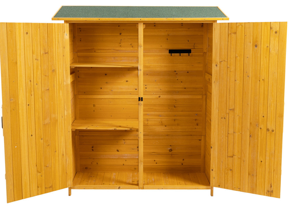 Outdoor Storage Shed With Lockable Door, Natural