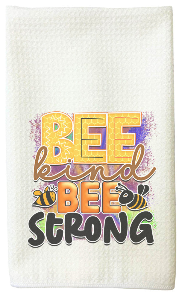 Bee Kind Bee Strong Microfiber Waffle Weave Kitchen Dish Towel