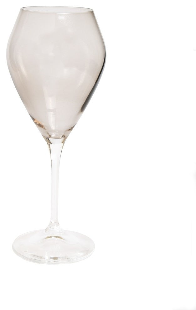 Classic Touch  V-Shaped Water Glasses Smoked With Clear Stem, Set of 6