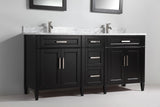 Vanity Set With Carrara Marble Top, 72", Espresso